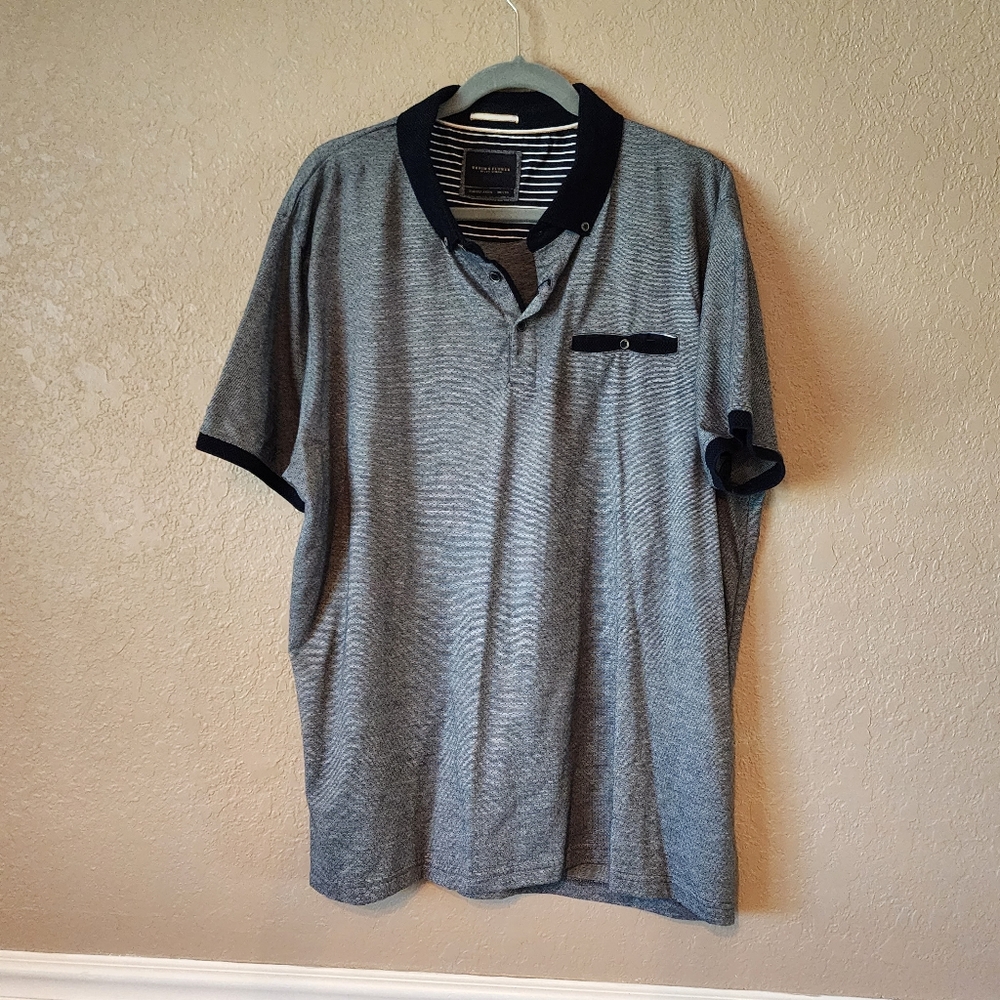 NWT Demin & Flower Polo Shirt Grey Male Size 4XL